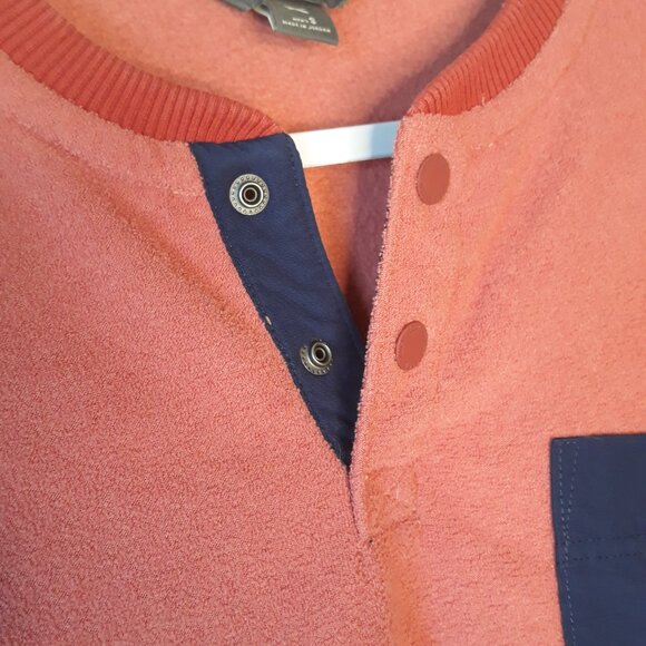 Eddie Bauer Mountain Henley Fleece Sweater S Snap Button Colorblock Normcore - Picture 3 of 7